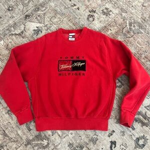 Vintage Red Tommy Hilfiger Sweatshirt Large